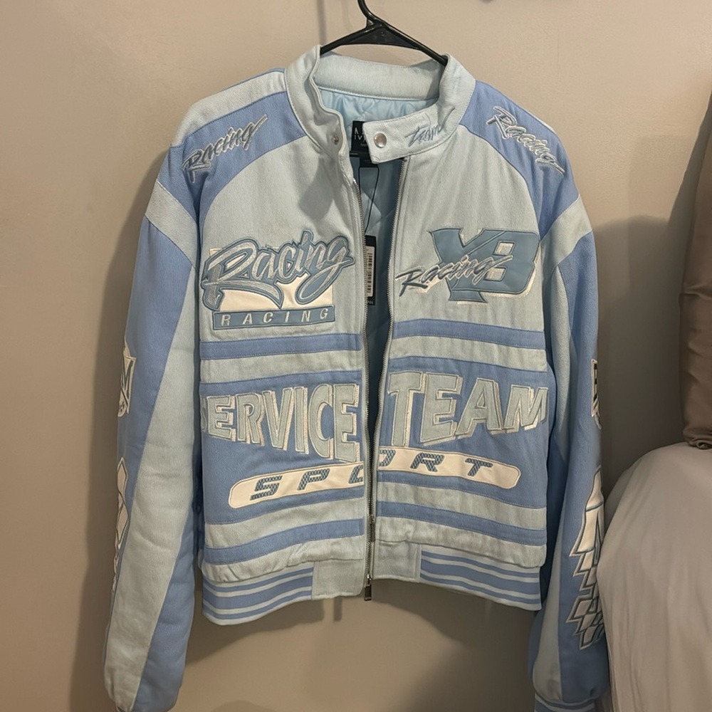 boohooMAN men’s race car coat. Bomber/varsity jacket